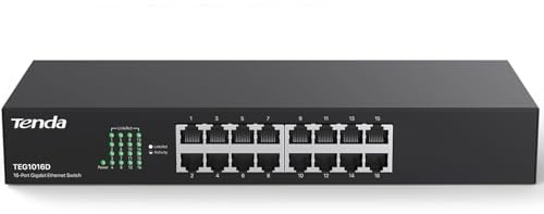 Tenda Interruttore Ethernet 10/100/1000 Mbps di Gigabit 16 porte TEG1016D