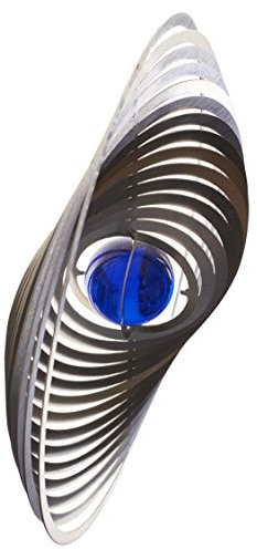steel4you A2003 SKARAT hochwertiges 3D Windspiel aus Edelstahl mit Glasperle - Kreis 15cm x 15cm - Made in Germany
