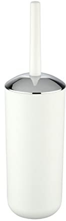 WENKO WC-Garnitur Brasil, hochwertiger Bürstenhalter mit mattierter Oberfläche aus bruchsicherem Kunststoff, BPA-frei, ideal für Bad & Gäste WC, inklusive Toilettenbürste, Ø 10 x 37 cm, Weiß