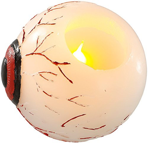 Lunartec Teelicht: Halloween LED-Echtwachs-Kerze im Augendesign (Halloweendekorationen, Halloween-Teelichter, Batterie Leuchten)
