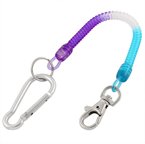 sourcing map Coil Springs Keychain, Spiral Coiled Fishing Lanyard with Carabiner Hook Lobster Clasp, Elastic Wrist Coil Cord Lanyard Key Chain Cord for Keys Wallet Cellphone, 1 Pcs