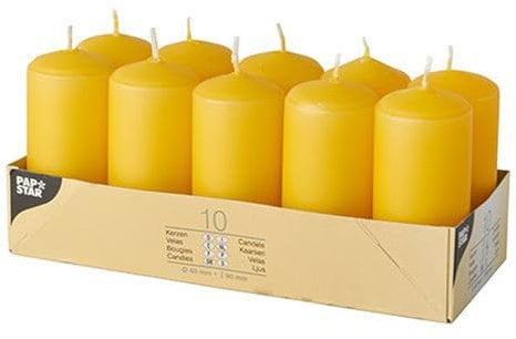 PAPSTAR 1 Karton = 4x10 Stumpenkerzen Ø 40 mm · 90 mm goldgelb 17917