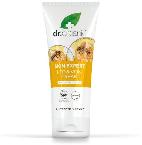 Dr Organic Skin Expert Leg & Vein Cream with Organic Royal Jelly, Moisturising, Heavy Legs, Natural, Vegetarian, Cruelty-Free, Paraben & SLS-Free, Recycled & Recyclable, 200ml, Packaging may vary