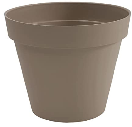 EDA - Pot de Fleur Rond Toscane Ø 25 cm - Volume 6 L - Ø 25 x H.21 cm - Taupe