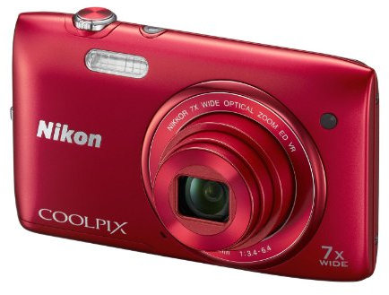 Nikon COOLPIX S3500 Compact Digital Camera - Red (20.1MP, 7x Optical Zoom) 2.7 inch LCD