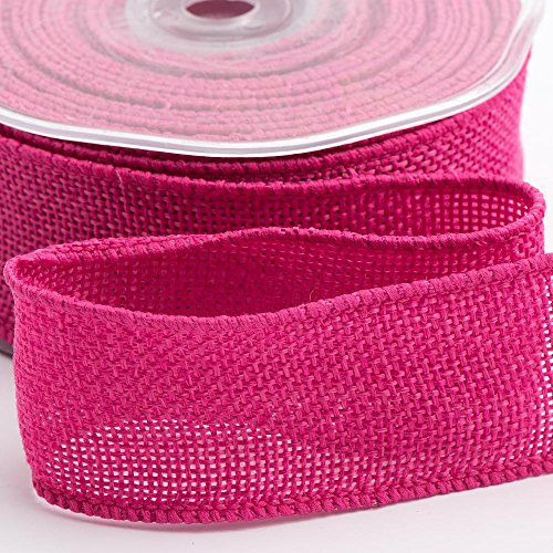 Country Hessian Wired Edge 38mm x 10M - Fuchsia