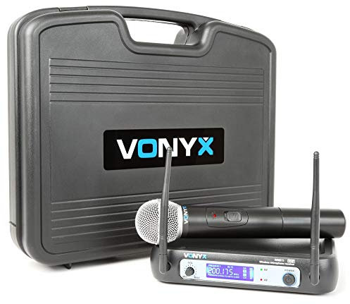 Vonyx WM511 Système microphone station sans fil VHF – Micro main sans fil, Fréquence d’utilisation 200.175 MHz, Sortie XLR ou Jack 6.35 mm, Idéal pour discours, conférence ou cours