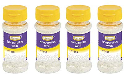 Günthart BackDecor | Streudekor, Nonpareilles weiß, 4er Pack (4 x 85 g)