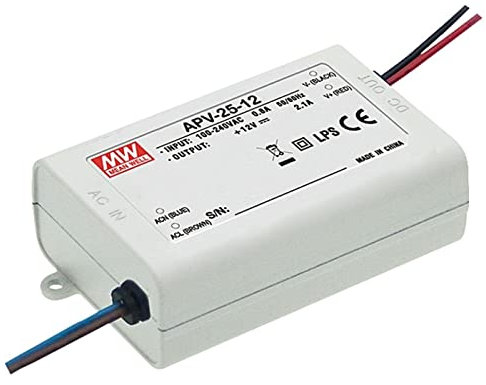 LED Netzteil 25W 12V 2,1A ; MeanWell, APV-25-12 ; Schaltnetzteil