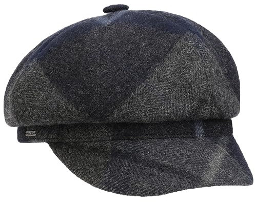 McBURN Tevere Karo Damen Newsboy Cap - Made in Italy Ballonkappe Damenmütze Schildmütze mit Schirm, Futter Winter Herbst-Winter - One Size blau