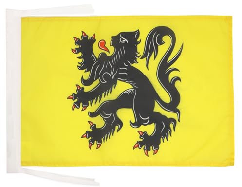 AZ FLAG - Drapeau Flandre - 45x30 cm - Pavillon Flamand - Flandres - Belgique 100% Polyester Avec Deux Cordelettes - 20g