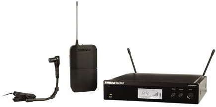 Shure BLX14R/B98 Rack-Mount Instrument Audio System H10 Band (542–572 MHz) – BLX4R Receiver, BLX1 Bodypack & BETA 98H/C Clip-On Mic for Brass, Woodwinds & Percussion, Up to 14 Hr Battery, 300 ft Range