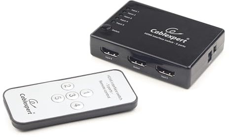 HDMI Switch Gembird 5 Eingänge -> 1 Ausgang 4k +Fernbed., DSW-HDMI-53, Schwarz