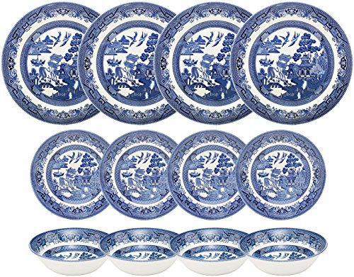 Churchill Blue Willow 12 Piece Dinner Set