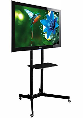 Allcam TT411 TV Floor Stand Trolley for 43 to 65-inch LED/LCD TVs, Tilt, Mount Size 600x400,Heavy Duty Steel, with Laptop Shelf