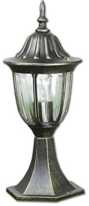 Licht-Erlebnisse Nostalgische Außenleuchte Sockellampe in antik E27 bis 60W IP44 Wetterschutz Wegeleuchte Wegelampe für Außen Garten Hof
