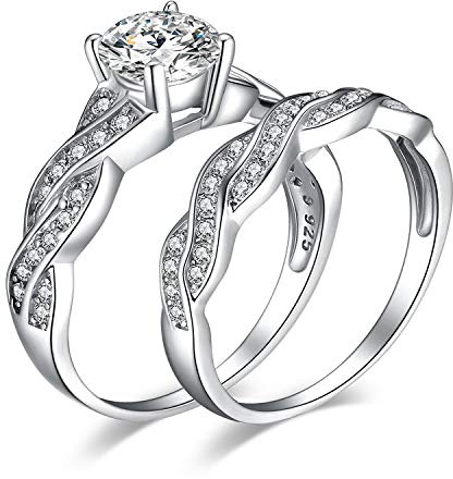 JewelryPalace Wickelring Unendlichkeit Verlobungsring Paar Eheringe Ring Silber 925 Damen, Zirkonia Trauringe Damenring Hochzeitsringe Antragsring Memoirering Ringe Set, Damen Schmuck Rosegold Gold
