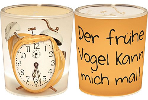 Windlicht+Teelicht 6x6cm Für Dich Der frühe Vogel in Geschenkpackung