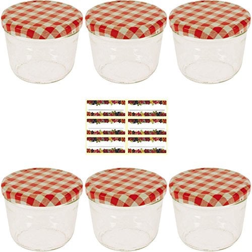 Viva Haushaltswaren Lot de 6 Pots à Confiture ou marmelade 230ml avec étiquettes