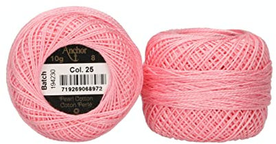 Anchor 4591008-00025 Stickgarne, 100% Baumwolle, rose dunkel, Stärke 8, 82m, 16 Gramm