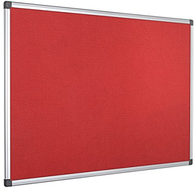 Bi-Office Filztafel Maya, Mit Aluminiumrahmen, Rote Filzoberfläche, Zum Gebrauch Mit Pinnnadeln, Pinnwand, 120 x 90 cm