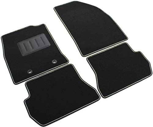 Das Teppich Auto, sprint01317, Fußmatten Teppiche Schwarz rutschfest, verstärkter Rand, zweifarbig, Absatzschoner aus Gummi, Fiesta MK6 2002 > 2005.
