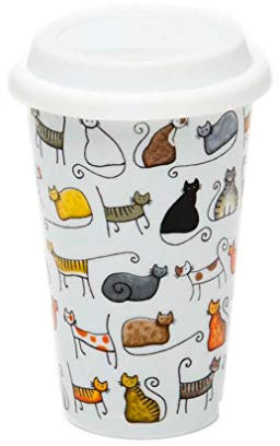 Tasse en porcelaine à double paroi avec couvercle en silicone (227 ml/240 ml)