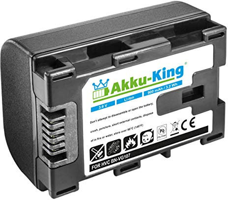 Akku-King Akku kompatibel mit JVC BN-VG107 für JVC Everio GZ-Reihe - Li-Ion 900mAh - ersetzt auch JVC BN-VG114, BN-VG121, BN-VG138