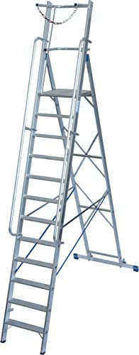 Stabilo Stufen-StehLeiter mit großer Plattform und Sicherheitsbügel - 12 Stufen
