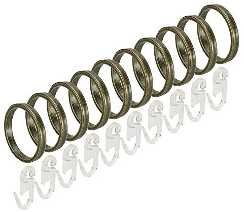 Liedeco Gardinenringe für Gardinenstangen Blues ø 20 mm | 10 Stück | Messing-antik