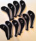JL Golf 10 Neoprene Club Headcovers Head Cover Iron Protect Set long neck choose colour (Silver/black)