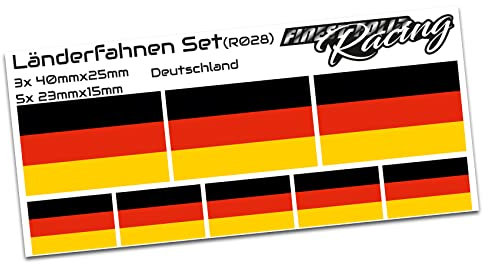 Finest-Folia 8 x Aufkleber Fahne Länderfahne Flagge RC Car Auto Motorrad Sticker Fahrrad Aufkleber Modellbau (R028 .Deutschland)