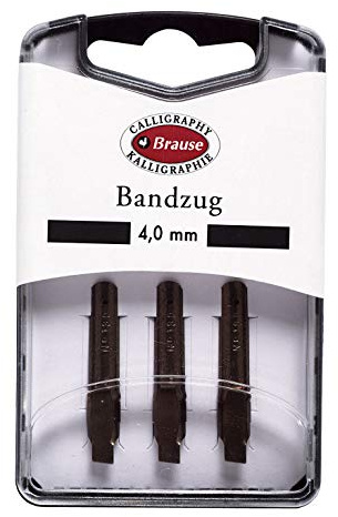 Brause 318040B Packung mit 3 Federn Bandzug, 4 mm, ideal für gotische Buchstaben, ideal für die Kalligraphie, 1 Pack