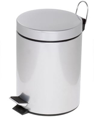 ALCO-Albert 2960-36 - Tretabfalleimer 5 l, Ø 20,5x28,5 cm, mit Kunststoffeinsatz, silber/grau