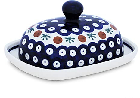 Bunzlauer Butterdose klein oval 1/2 Stück Butter Dekor 41
