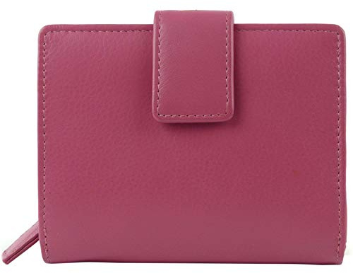 Prime Hide Ladies Compact Leather Purse/Wallet Quality Gift Colourful (Fuchsia)