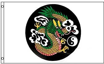 AZ FLAG - Flagge Chinesischer Drache Yin Und Yang - 150x90 cm - Chinesische Fahne 100% Polyester mit Messing-Ösen - 110g