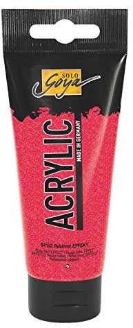Kreul 84152-Solo Goya Acrylic, tubo, rosso rubino con effetto glitter, vernice acrilica versatile e cremosa, a base d'acqua, asciugatura rapida e opaca, buona copertura, Colore Ruby Red, 100 ml, 84152