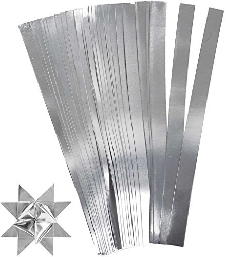 Creativ Company 20714 Papierstreifen zum Falten von Sternen, 100 Stück, Silber