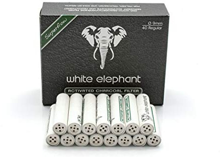 White Elephant Carbone attivo per filtro per pipa, 9 mm, 40 pezzi