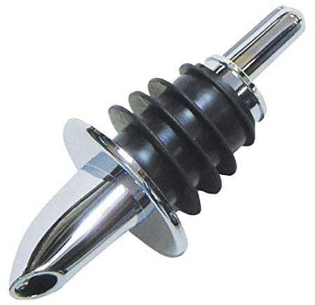 Beaumont Freeflow Short Spirit Pourer (Pack of 10), Black & Chrome, Medium Pour Speed, Drinks Pourer, Rubber Seal Locks into Bottle, Liquor Pourer, DL225