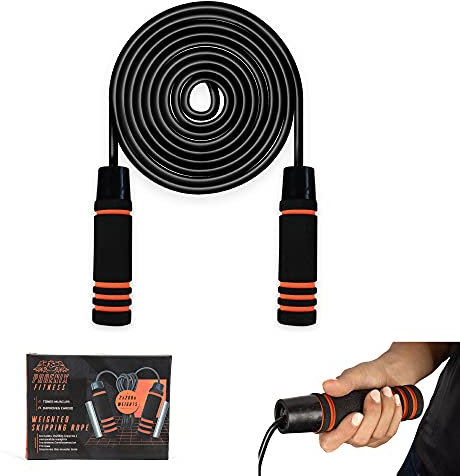 Phoenix Fitness RY916 Weighted Skipping Rope Adult, Exercise Jumping Rope for Men Women Kids, Jump Rope For Fat Burning, Conditioning & Fat Loss, Grey