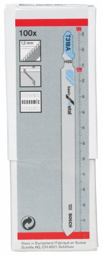 Bosch Professional 100x Jigsaw Blade T 318 A Basic for Metal (for Metal pipes & profile, thin-wall, Accessories Jigsaw)