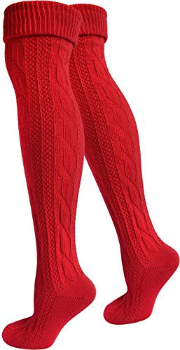 normani Extralange Kniebundstrümpfe 35-50 Trachten im 2er Pack Farbe Rot Größe 39/42