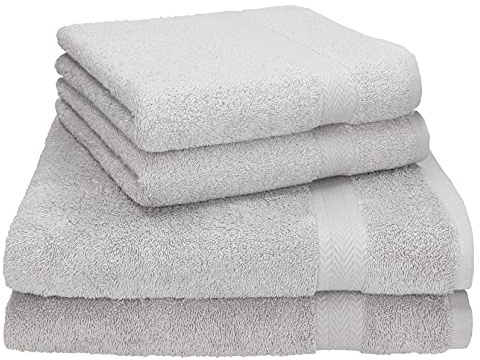 Betz Premium Handtuch Set 4-teilig – 2 Duschtücher 70×140 cm & 2 Handtücher 50×100 cm, 100% Baumwolle 470 g/m², saugstark & weich, Oeko-TEX® Farbe Silbergrau