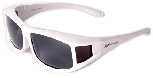 Rapid Eyewear Polarised Over Glasses Sunglasses: Wrap Around: Fit Over Your Regular Specs. Mens & Womens: OTG for Driving, Cycling & Running. White
