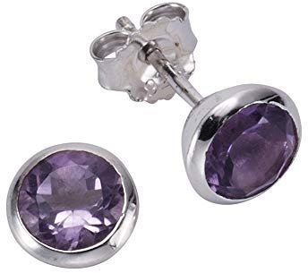 Zeeme Gemstones Damen Ohrringe 925/- Sterling Silber 0,75cm Glänzend Amethyst weiß 358220410-6