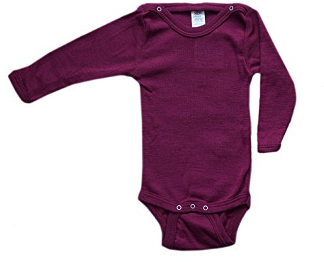 Engel Baby Body Langarm, Wolle Seide,, Orchidee, 50-56