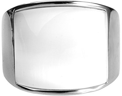HIJONES Schmuck Damen Herren Mosaik Katzenauge Stein Edelstahl Opal Ringe, Weit, Silber und Weiß, Größe 62 (19.7)