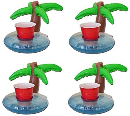 Inflatable PALM TREE Drink Drinks Can Holder Floating Hot Tub Pool Pack Of 4 by Tri Products